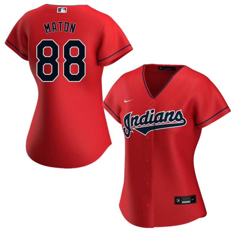 Nike Women #88 Phil Maton Cleveland Indians Baseball Jerseys Sale-Red